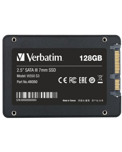SSD памет Verbatim - Vi550 S3, 128GB, 2.5'', SATA III - 2
